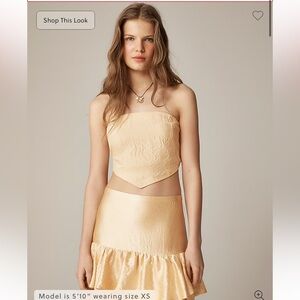 J.Crew Tie-back tube top in textured satin Sweet Meringue